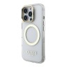 Guess для iPhone 16 Pro Max чехол PC/TPU Metal outline and Camera Stand Hard Transp/Gold (MagSafe)