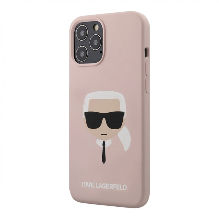 Чехол Karl Lagerfeld Liquid silicone Karl's Head для iPhone 12 | 12 Pro, розовый