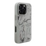 Karl Lagerfeld для iPhone 16 Pro Max чехол PU Grained leather Sketch with Metal logo Hard Grey (MagSafe)