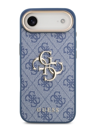 Guess для iPhone Air чехол PU 4G Big metal logo Gold camera Hard Blue