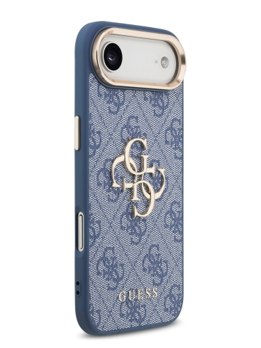 Guess для iPhone Air чехол PU 4G Big metal logo Gold camera Hard Blue