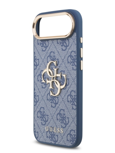 Guess для iPhone Air чехол PU 4G Big metal logo Gold camera Hard Blue