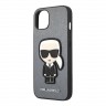 Чехол Karl Lagerfeld PU Saffiano Ikonik Patch (metal) Hard для iPhone 13, серебристый