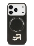 Karl Lagerfeld для iPhone 17 Pro чехол PU NFT Karl & Choup heads Metal pin & Cam Hard Black (MagSafe)