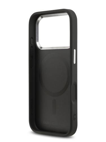 Karl Lagerfeld для iPhone 17 Pro чехол PU NFT Karl & Choup heads Metal pin & Cam Hard Black (MagSafe)
