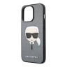 Lagerfeld PU Saffiano Karl's Head Hard чехол для iPhone 13 Pro Max, серебристый