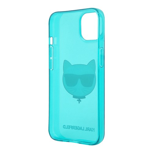 Чехол Karl Lagerfeld TPU FLUO Choupette Hard для iPhone 13, голубой