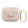 Чехол Guess PU leather 4G metal logo с карабином для Airpods Pro, розовый