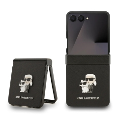 Karl Lagerfeld для Galaxy Z Flip7 чехол PU Saffiano NFT Karl &amp; Choupette metal pin Hard Black