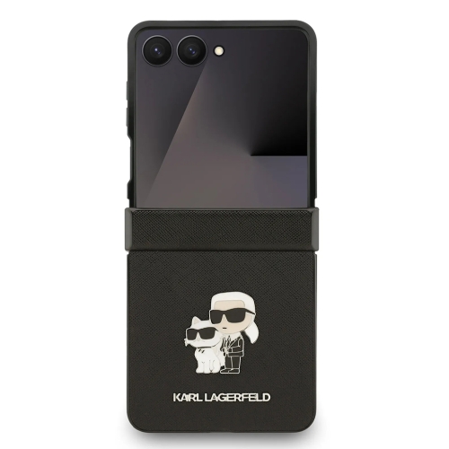 Karl Lagerfeld для Galaxy Z Flip7 чехол PU Saffiano NFT Karl & Choupette metal pin Hard Black