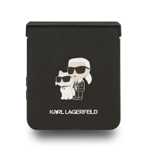 Karl Lagerfeld для Galaxy Z Flip7 чехол PU Saffiano NFT Karl & Choupette metal pin Hard Black