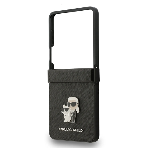 Karl Lagerfeld для Galaxy Z Flip7 чехол PU Saffiano NFT Karl & Choupette metal pin Hard Black