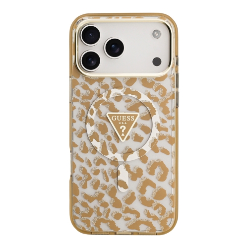 Guess для iPhone 17 Pro чехол IML Leopard Metal Cam Hard Glitter Brown (MagSafe)