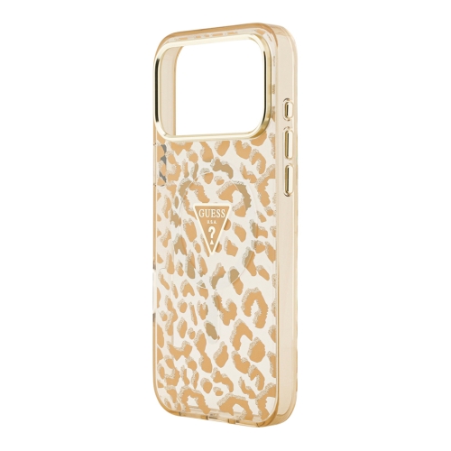 Guess для iPhone 17 Pro чехол IML Leopard Metal Cam Hard Glitter Brown (MagSafe)
