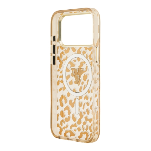 Guess для iPhone 17 Pro чехол IML Leopard Metal Cam Hard Glitter Brown (MagSafe)