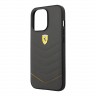 Кожаный чехол Ferrari Quilted with metal logo Hard для iPhone 13 Pro Max, серый