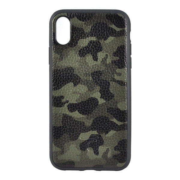 Кожаный чехол Toria Camouflage Hard для iPhone XS Max, Army (зеленый)