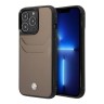 Кожаный чехол BMW Signature leather with cardslot Hard для iPhone 14 Pro Max, Taupe