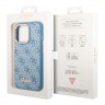 Чехол Guess PU 4G Script metal logo Hard для iPhone 14 Pro Max, голубой