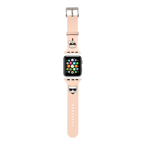 Ремешок Lagerfeld Silicone Karl and Choupette heads для Apple Watch 42-41-40 mm, розовый