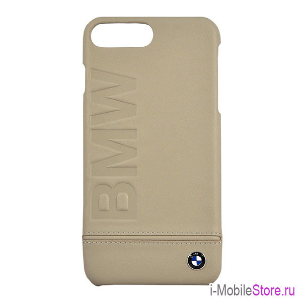 Кожаный чехол BMW Logo imprint Hard для iPhone 7 Plus/8 Plus, Taupe