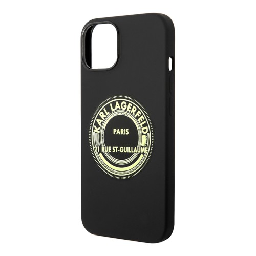 Чехол Lagerfeld Liquid silicone RSG Round logo для iPhone 14, черный