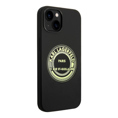 Чехол Lagerfeld Liquid silicone RSG Round logo для iPhone 14, черный