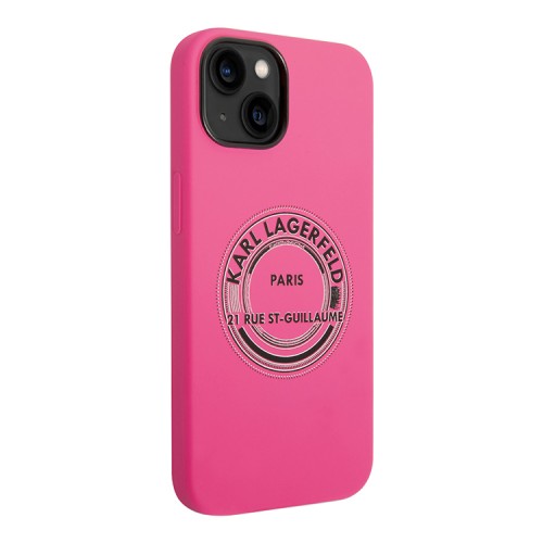 Чехол Lagerfeld Liquid silicone RSG Round logo Hard для iPhone 14 Plus, розовый