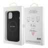 Guess для iPhone 15 чехол PU Saffiano with metal logo Hard Black (MagSafe)