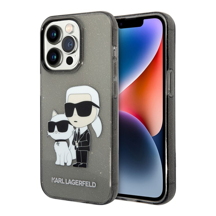 Lagerfeld для iPhone 15 Pro Max чехол PC/TPU NFT Karl & Choupette Hard Glitter Black