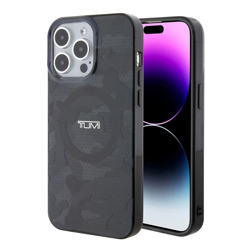 TUMI для iPhone 15 Pro чехол PC/TPU Double layer CAMO Hard Grey (MagSafe)