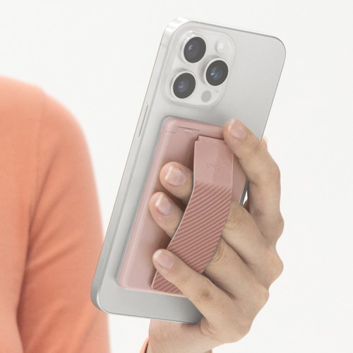 Uniq магнитный бумажник Heldro ID Magnetic cardholder with Grip-Band and Stand Blush Pink