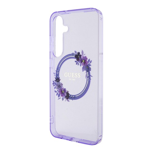 Guess для Galaxy S24+ чехол PC/TPU Flowers Wreath Hard Purple (MagSafe)