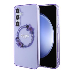 Guess для Galaxy S24+ чехол PC/TPU Flowers Wreath Hard Purple (MagSafe)
