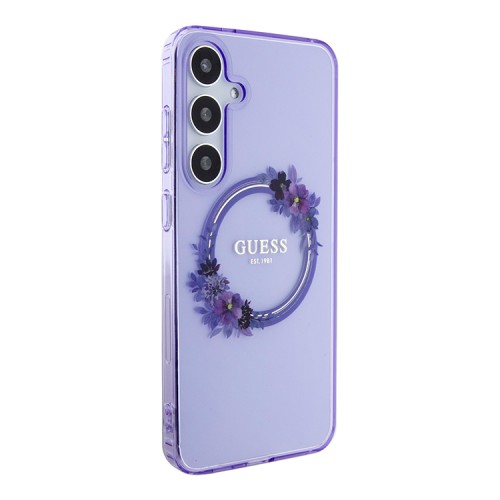 Guess для Galaxy S24+ чехол PC/TPU Flowers Wreath Hard Purple (MagSafe)