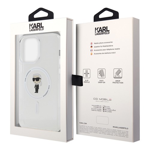 Karl Lagerfeld для iPhone 14 Pro Max чехол PC/TPU NFT Karl Ikonik Hard Transparent (MagSafe)