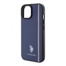 U.S. Polo для iPhone 15 чехол PU Double horse logo and Tricolor line Hard Navy