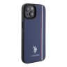 U.S. Polo для iPhone 15 чехол PU Double horse logo and Tricolor line Hard Navy