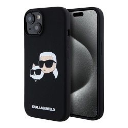 Karl Lagerfeld для iPhone 15 чехол Liquid Silicone NFT Karl & Choupette Head Hard Black (MagSafe)