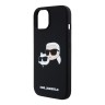 Karl Lagerfeld для iPhone 15 чехол Liquid Silicone NFT Karl & Choupette Head Hard Black (MagSafe)