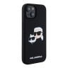 Karl Lagerfeld для iPhone 15 чехол Liquid Silicone NFT Karl & Choupette Head Hard Black (MagSafe)