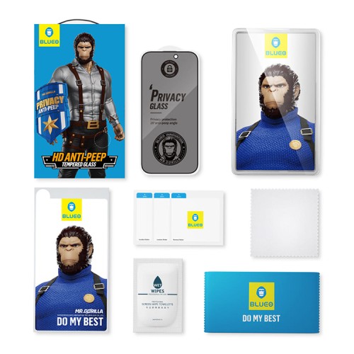 BlueO стекло для iPhone 16/15, Anti-peep Black (антишпион)