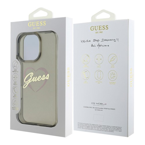 Guess для iPhone 16 Pro Max чехол PC/TPU Heart Black