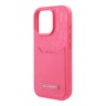 Karl Lagerfeld для iPhone 16 Pro Grained Monogram чехол с карманом для карты из PU кожи, фуксия