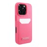 Karl Lagerfeld для iPhone 16 Pro Grained Monogram чехол с карманом для карты из PU кожи, фуксия