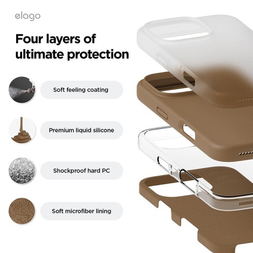 Elago для iPhone 16 Pro чехол Soft silicone (Liquid) Brown