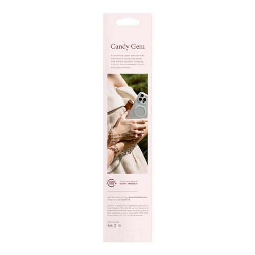 Uniq COEHL Candy Gem Charm Handstrap подвеска на телефон из бисера, Candy Pink