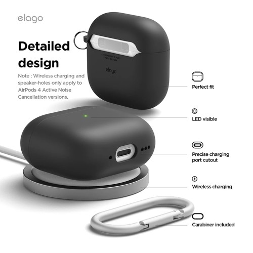 Elago для AirPods 4 чехол Liquid Hang Case Black
