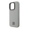 DKNY для iPhone 16 Pro Max чехол PU Plain leather Stack Metal logo Hard Grey (MagSafe)