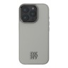 DKNY для iPhone 16 Pro Max чехол PU Plain leather Stack Metal logo Hard Grey (MagSafe)
